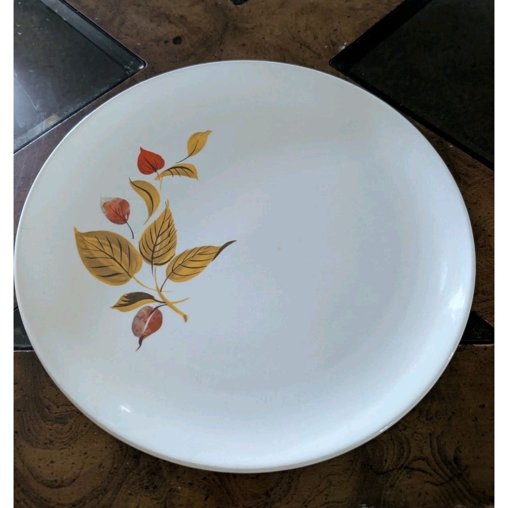 1 Vintage Salem Mandarin dinner PLATE Orange Brown Leaf Pattern 10"